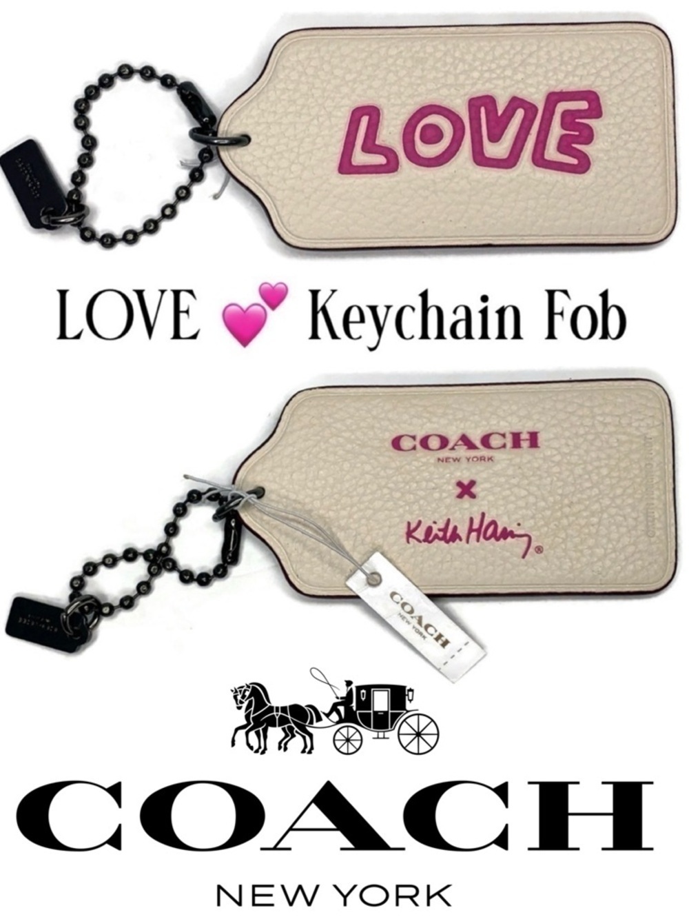 Coach LOVE Haring Keychain Fob Valentine’s Day NWT